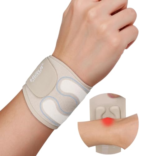HiRui Wrist Brace for TFCC Support, Ultra-Thin Breathable Wrist Wrap with 3D Cushion Pads, Adjustable Compression Wrist Support for Ulnar Pain, Work, Sports & Daily Use, Fits Both Hands (1, Beige)