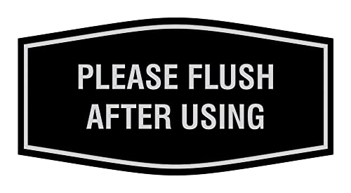 Panneau signalétique Please Flush After Use noir argent plaque de porte WC M