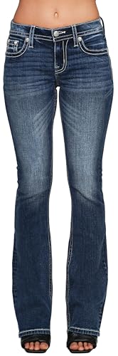 Miss Me Women's Midnight Rodeo Mid Rise Bootcut Jeans with Faux Flap Pockets2