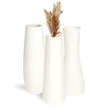 XIGZUHAN White Ceramic Vase Set of 3,Flower Vases for Rustic Home Decor，Modern Farmhouse...