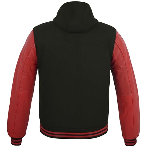 Image of Deckra Men's Varsity Jacket Genuine Leather Sleeve and Wool Blend Letterman Boys College Varsity Jackets XS-5XL