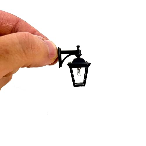 100% rame e policarbonato Lampione lanterna da parete per presepi e diorami con microlampada 12v - DL121 (2,5x3,5 cm, luce bianco fredda)