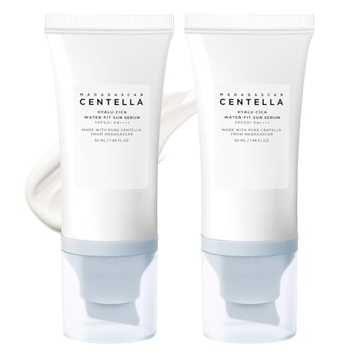 2PCS Centella Sunscreen SPF 50 50ML Sunscreen Face Serum Daily UV Defense Sunblock Summer Sunscreen for Face Travel Essentials for Black Girl