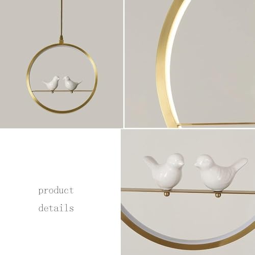 Lámpara circular H65 colgante de pájaro de cerámica con luces LED regulables 7