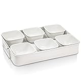 LF LIKEFAIR 6 Bowl Condiment Dish Rack Set - Condiment Serving Tray with Tray - Chips and Dips Snack