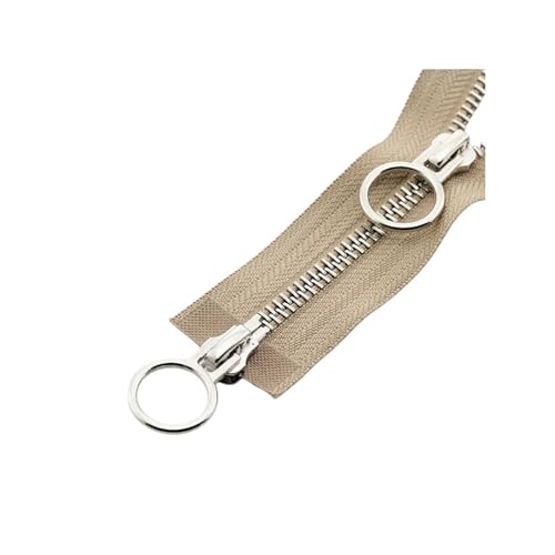 1 Uds 5#60/70/80/90/100/120/150 cm deslizadores de doble círculo platino cremallera de bloqueo automático(Khaki,150cm)