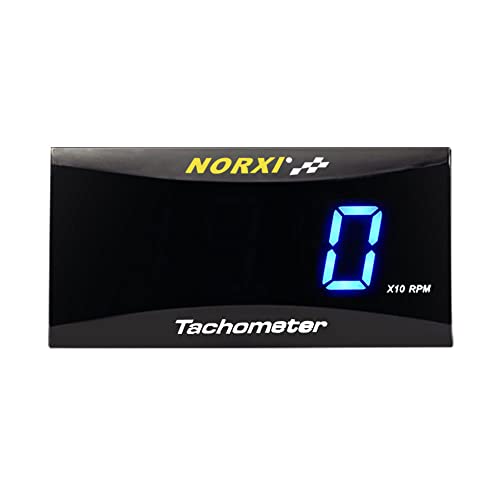 NORXI Universal Digital Tachometer RPM Meter Motorcycle Car Gauge Waterproof Electronic (Blue)