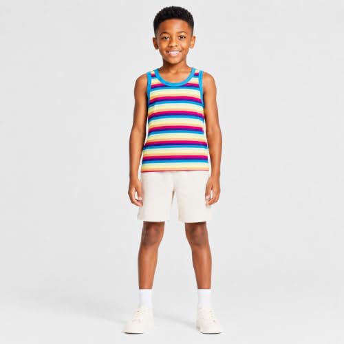 Image of Mud Kingdom Boys Girls T-Shirts Rainbow Stripe Cotton Unisex Top