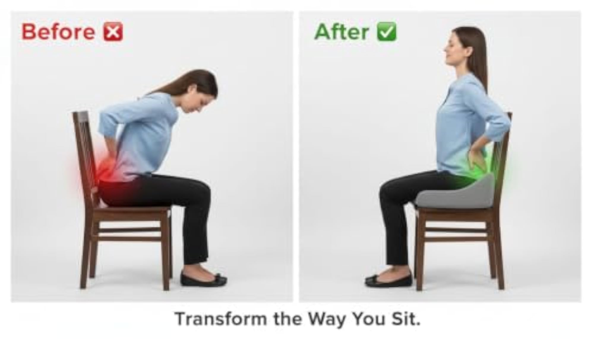 Memory Foam Coccyx N Seat Cushion, Ergonomic Tailbone Support Pillow