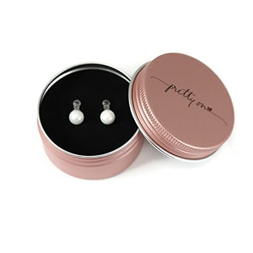 Pretty Smart Round Simulated Shell Pearl Invisible Clip On Earrings for Non-Pierced Ears White (6mm)