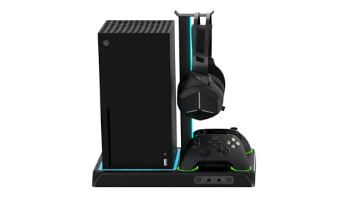 Base refrigeradora Xbox Series X con estación de carga LED para mandos y soporte de juegos