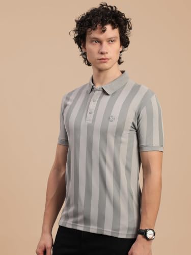 Image of Lux Nitro Men's Striped Polo T-Shirt | Cotton Blend Half Sleeve Collared T-Shirt for Man | Regular Fit Casual Wear