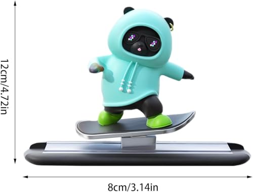 Image of REWOP Skateboarding Panda Car Dashboard Toy -Auto Sliding Motion Decor, Cool Sliding Car Accessory, Fun Car Interior Decoration Accessories (Blue)