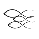 ZALTAS 2 Piezas Arte De Pared De Pescado De Metal, Escultura De Pared De Metal De Metal De La Línea Del Hueso De Pescado Negro, Decoración De Pescado De Metal Decoración De black