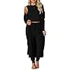 KIRUNDO 3 Piece Lounge Sets for Women Airplane Travel Outfits 2025 Fall Cardigan Sleeveless Top Pants Sets Matching Clothing(Black, Medium)