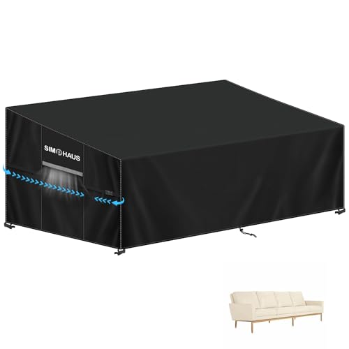 SIMPHAUS Funda de Sofá de Jardín Impermeable Funda Protectora Sofa Jardin Funda Muebles Jardin Impermeable Funda para Sofá de Terraza Resistente al Viento Anti UV 420D Tela Oxford 265x102x89/61cm