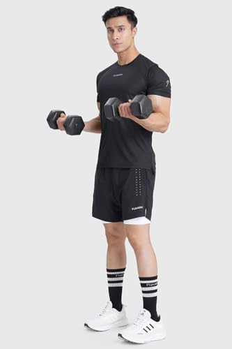 Image of FUAARK Men Moisture Wicking Solid Round Neck Tshirt