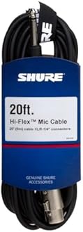 Shure C20ahz 20-Feet Cable with 1/4-Inch Phone Plug On Equipment End (Pin 2 Hot)