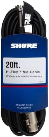 Shure C20ahz 20-Feet Cable with 1/4-Inch Phone Plug On Equipment End (Pin 2 Hot)
