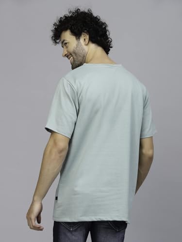 Image of Rigo Back Printed Half Sleeves Round Neck Oversized T-Shirt for Men | Drop Shoulder T-Shirt for Men | Loose Baggy Fit T-Shirt for Men