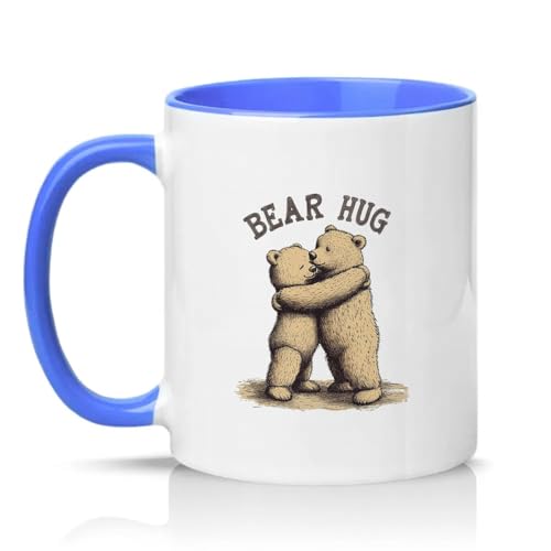 Image of Sassy Souls Bear Hug 11oz Ceramic Novelty Mug Bear Pun Animal Humour Tea Coffee Cup Gift Blue