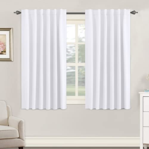 Image of H.VERSAILTEX White Curtains Thermal Insulated Window Treatment Panels Room Darkening Privacy Assured Drapes for Living Room Back Tab /Rod Pocket Bedroom Draperies, 52 x 45 Inch, 2 Panels