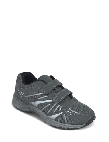 Pegasus Men's Wide Fit Touch Fasten Trainers, Lightweight Leisure Shoes with Cushioned Ankle Collar Grey 8 UK Extra Wide