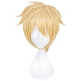 Wig for Anime Vocaloid Kagamine Rin Kagamine Len Cosplay Costume Wig Short Blonde Yellow Synthetic Hair Halloween Carnival Wigs MZ-001 Kagamine Len REYHS