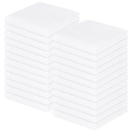 Image of Homaxy 100% Cotton Waffle Weave Kitchen Dish Cloths, Ultra Soft Absorbent Quick Drying Dish Towels, 12 x 12 Inches, 24-Pack, White