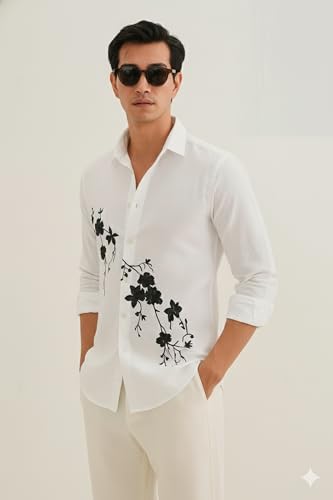 Image of Lymio Men Shirt | Premium Embroidered Shirt for Men | Long Sleeve Slim Fit Casual Shirts for Men | Trendy Wedding & Festive Ready (Packs Also Available) (01-04)