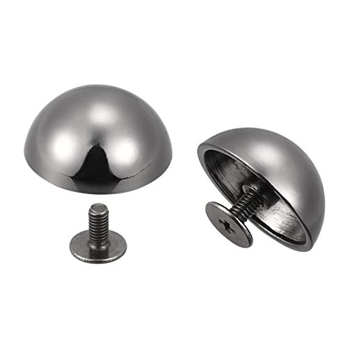 sourcing map 20x9mm Rivets Tête Rond Vis Dos Creux Cuir Goujons Noir 10 Ensembles