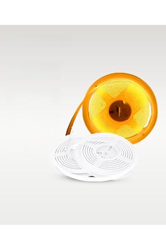 Şerit Led, 12V Cob Amber Işık - Metrede 360 Led - 5 Metre