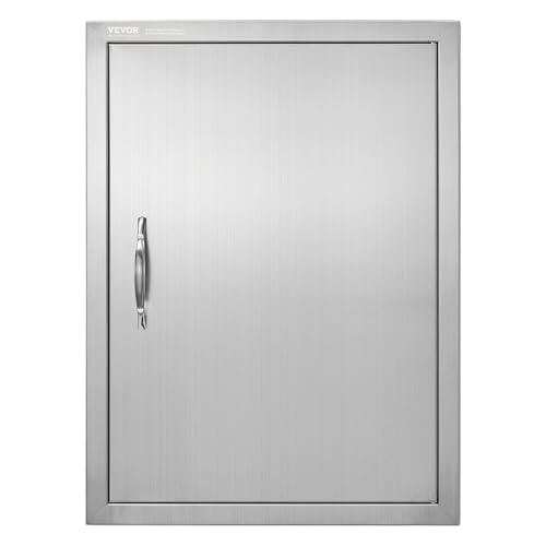 Image of VEVOR BBQ Access Door, 27H x 20W Inch Stainless Steel Flush Mount Vertical Door with Handle for BBQ Island, Grilling Station