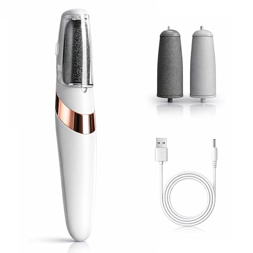 Boulton Electric Foot File Hard Skin Remover for Feet – Rechargeable Callus Remover Pad Foot Scraper with 2 Roller Heads, Professional Pedicure Tool for Dry & Cracked Heels