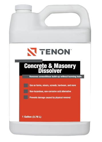Tenon Concrete & Masonry Dissolver - Remove Concrete Cement Mortar Grout Stucco and Masonry from Tools Mixers Wood Plastic and Aluminum Ready-to-Use Biodegradable Non-Toxic (1 Gallon)