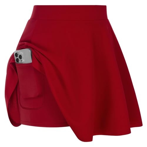 Hanna Nikole Womens Plus Size Skirt Velma Costume High Waisted Elastic Lining A Line Skater Short Skirt Shorts Pocket Red 5X