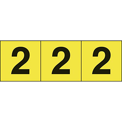 TRUSCO(トラスコ) 数字ステッカー 30×30 「2」 黄色地/黒文字 3枚入 TSN-30-2-Y
