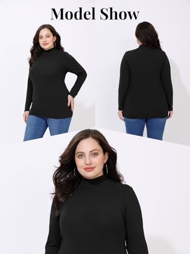 FOREYOND Plus Size Mock Turtleneck Tops for Women Long Sleeve Mock Neck Shirt Lightweight Base Layer Slim Fit Underwear3