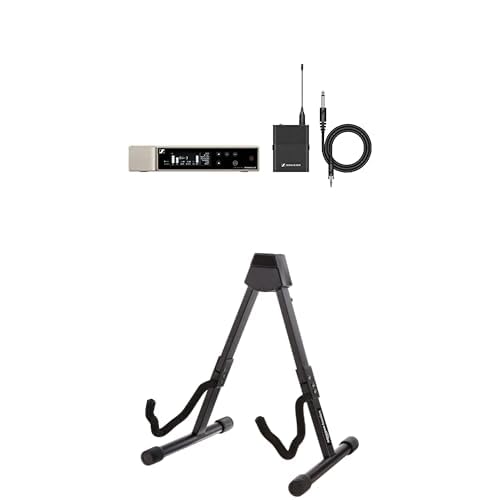 sennheiser ew-d ci1 instrument set q1-6 with amazon basics adjustable folding guitar stand - digital wireless system bundle
