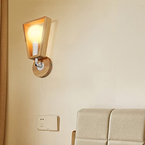 Apliques de pared ajustables de madera E27, lámpara de lectura giratoria de diseño 4