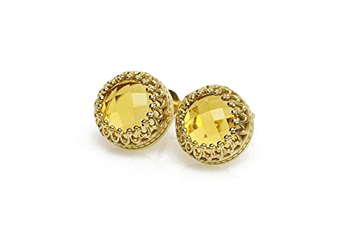 Boucles d'oreilles pierre de naissance novembre citrine or 14k