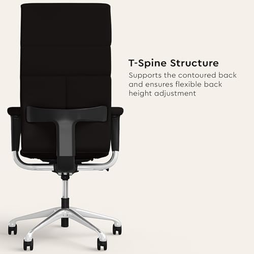 Image of Interio by Godrej Chair, La Sede High Back Leather Executive Ergonomic Chair (Black Ink), 1 Year Warranty, Adjustable Armrest