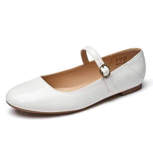 Image of Rekayla Flats for Women Mary Jane Shoes Women Round Toe Ballet Flats with Buckle Strap Comfortable Dress Shoes for Work Casual Daily Wear