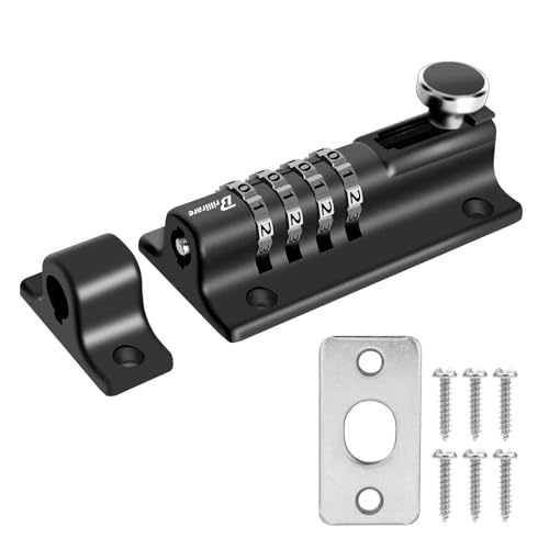 Combination Locking Bolt 4 Digit, Sliding Bolts Latch Weatherproof, Zinc