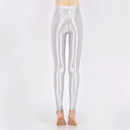 Image of cloudmall Women Sexy Semi Opaque Pantyhose Running Tights Yoga Leggings Oil Shiny Stocking