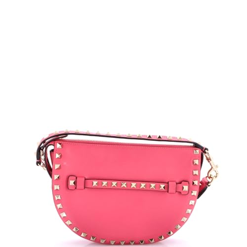 Valentino Garavani, Pre-Loved Rockstud Zip Shoulder Bag Leather Small, Pink