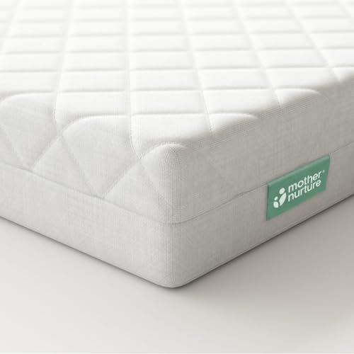 Mother Nurture Classic Eco Fibre Cot Bed Mattress - Reversible Water Resistant Baby Cot Mattress Firm & Supportive Hypoallergenic Easy Clean Quilted Cover White BSI Tested - Size 120 x 60 x 5cm