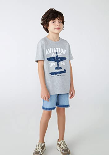 Camiseta Infantil Menino Manga Curta Com Estampa Cinza Médio 012