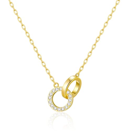 Philip Jones 18k Gold Plated Circle Link Necklace Created with Zircondia® Crystals