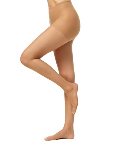 Nur Die Wie eine zweite Haut - Ohne Bund Strumpfhose 20 DEN transparente Fein-Strumpfhose ohne Bund seidig matte Optik Damen, mandel, M